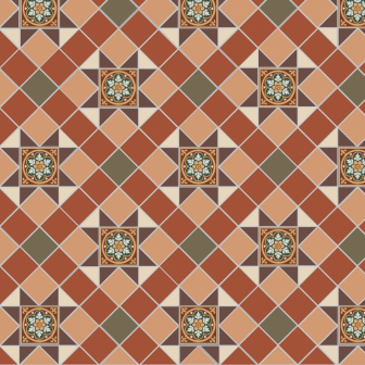 Blenheim Brown, Buff, Green, Red & White with Livingstone Green on Buff 