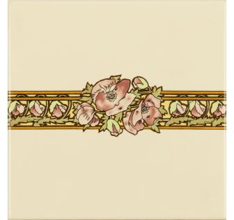 Alphonse Mucha Nocturnal Slumber Border Tile on Colonial White